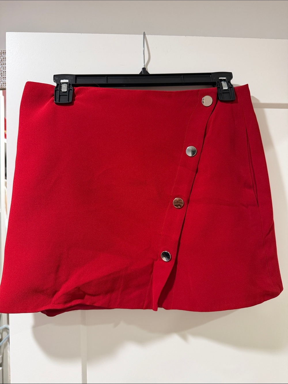 Versace Red Button-Front Mini Skirt